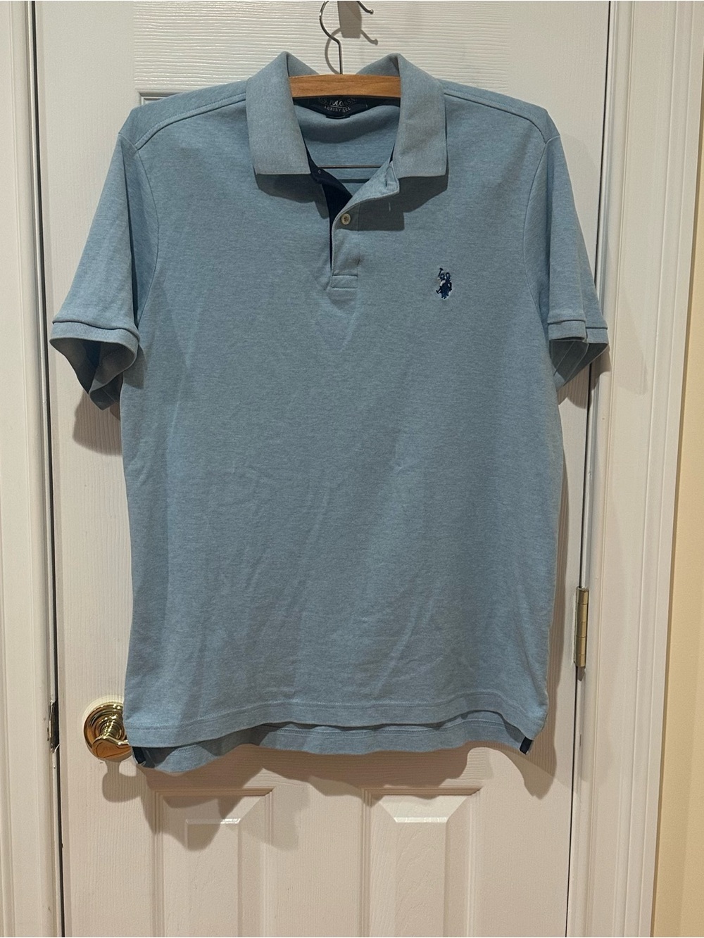 US Polo Assn, Light Blue Polo Shirt - Classic Short Sleeve. Size Large